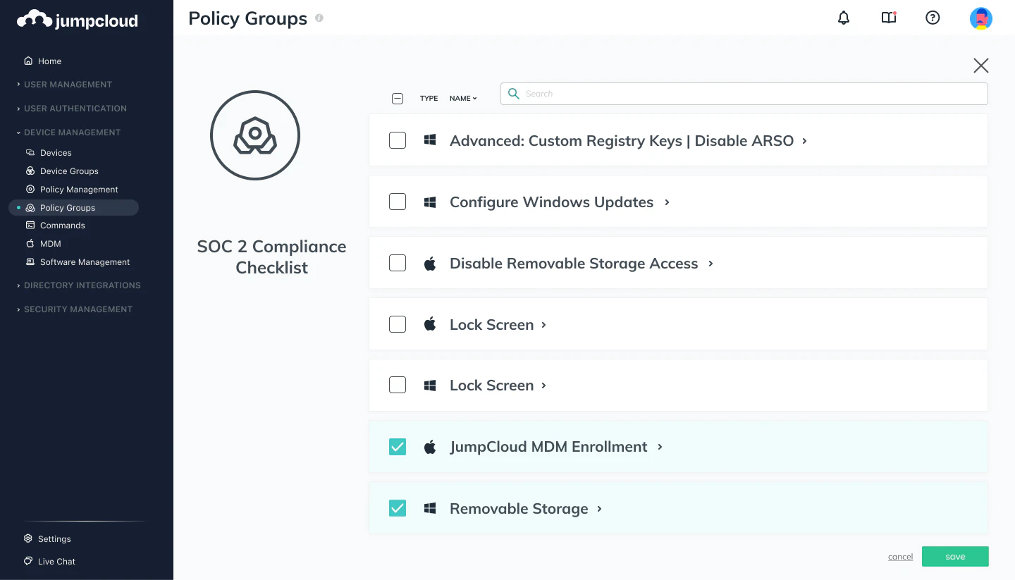 screenshot of JumpCloud Directory Platform